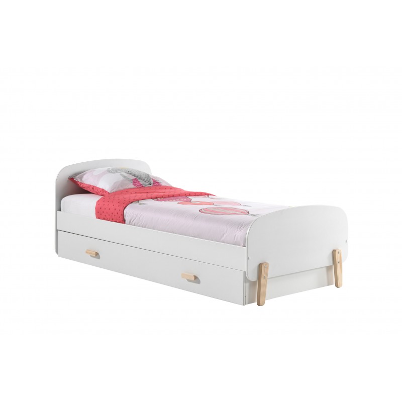 Børneseng med skuffe 90 x 200 cm – Kiddy, hvid