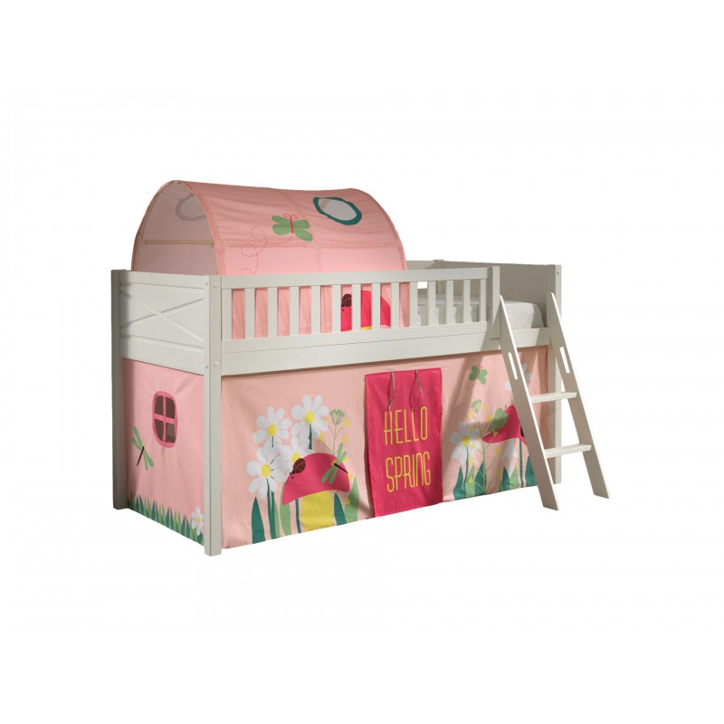 Halvhøj seng med tekstilsæt – Scott Sæt, hvid (90 × 200 cm)