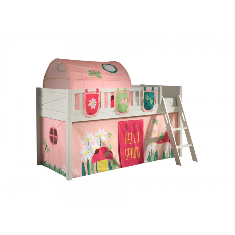 Halvhøj seng med tekstilsæt 90×200 – Scott, hvid