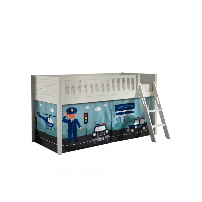 Halvhøj juniorseng med legetæppe – Scott sæt, hvid (90 × 200 cm)