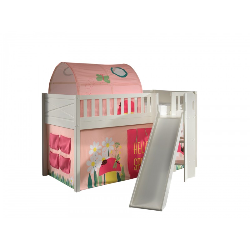 Halvhøj seng med rutsjebane 90×200 – Scott sæt, hvid