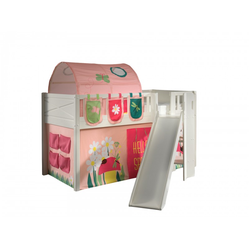 Halvhøj seng med rutsjebane 90 × 200 – Scott sæt, hvid