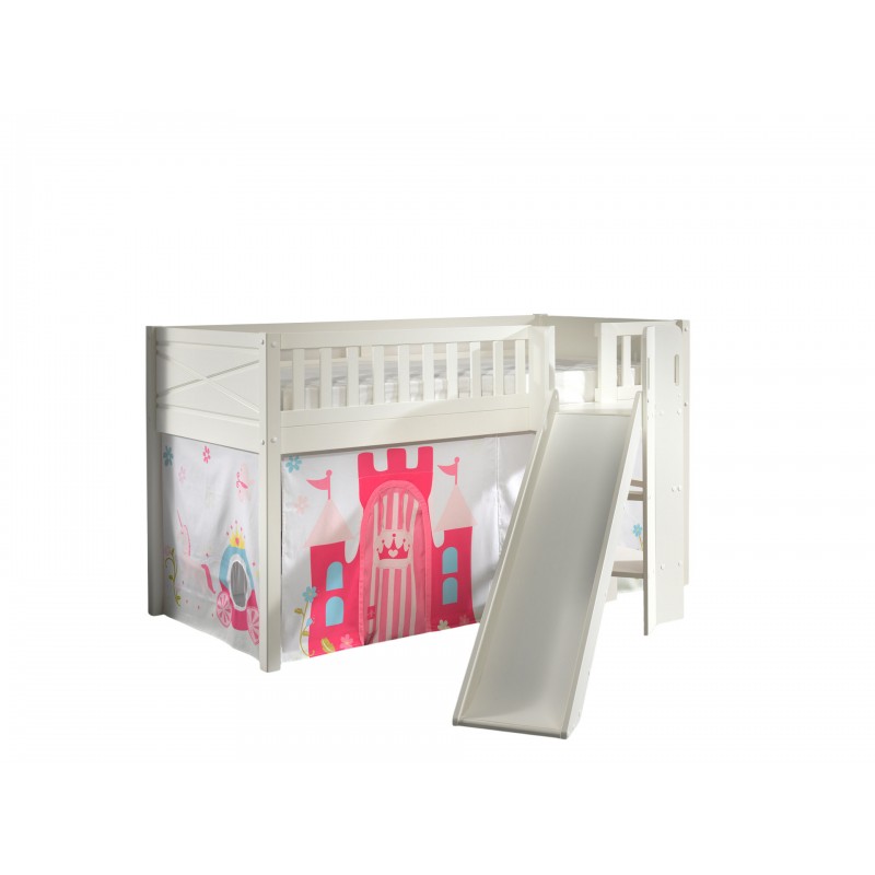 Halvhøj børneseng med rutsjebane 90x200 – Scott sæt, hvid