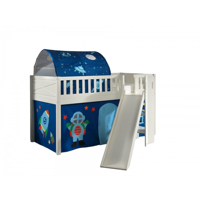 Halvhøj seng med rutsjebane 90 × 200 – Scott sæt, hvid