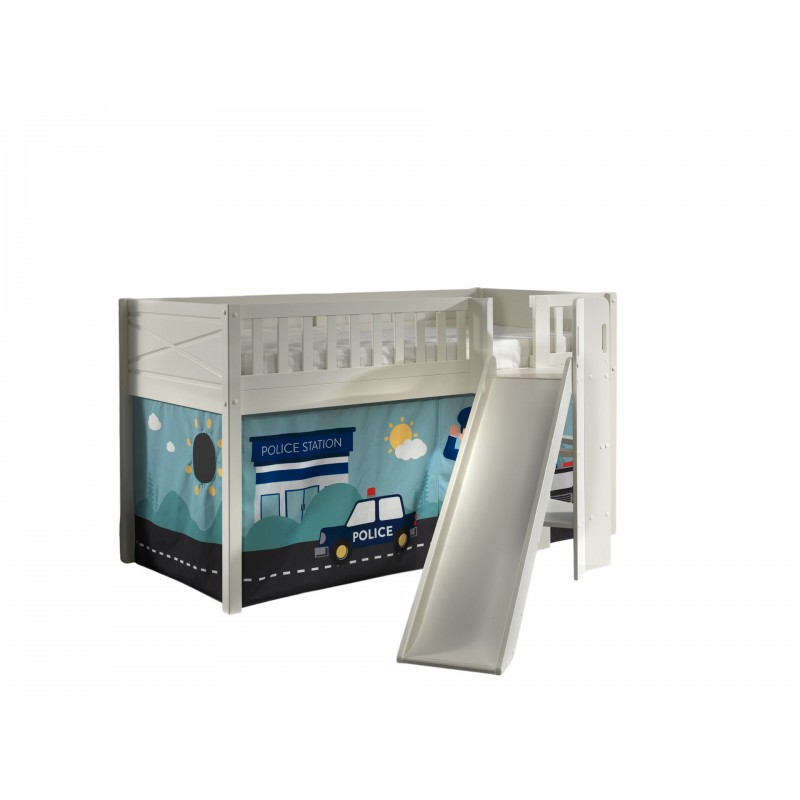 Halvhøj seng med rutsjebane 90x200 – Scott Sæt, hvid