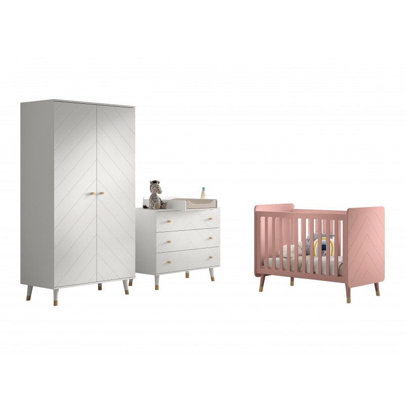 Babymøbelsæt med tremmeseng 60 × 120 cm – Billy, flerfarvet