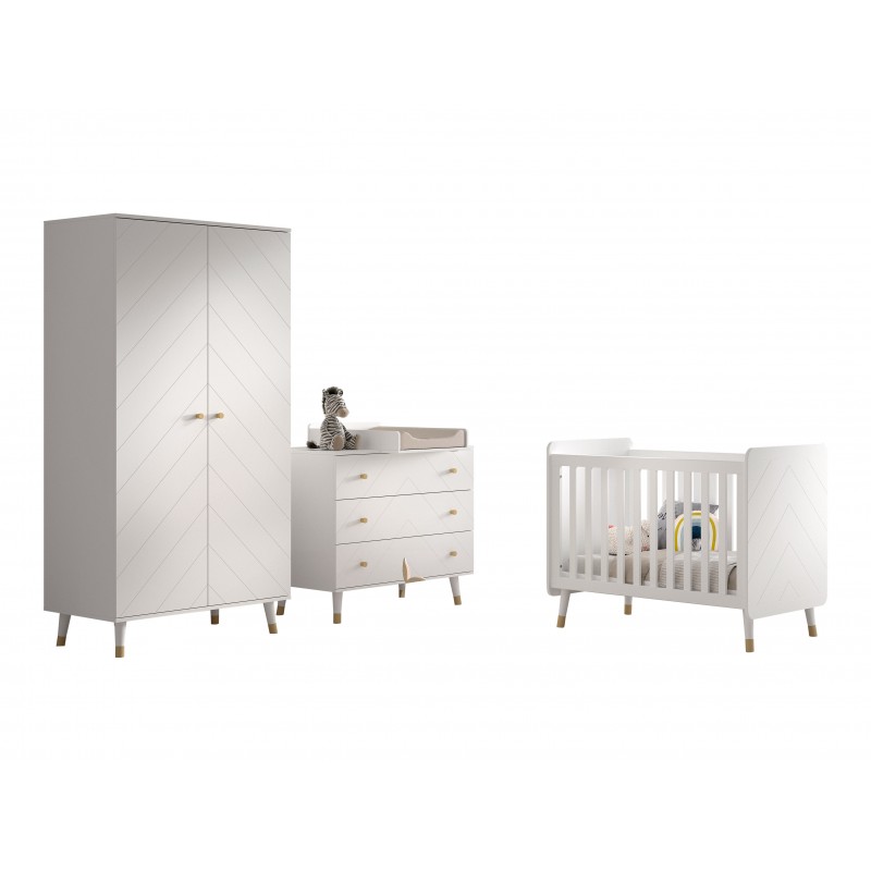 Børneværelsessæt med tremmeseng 60 × 120 – Billy, hvid