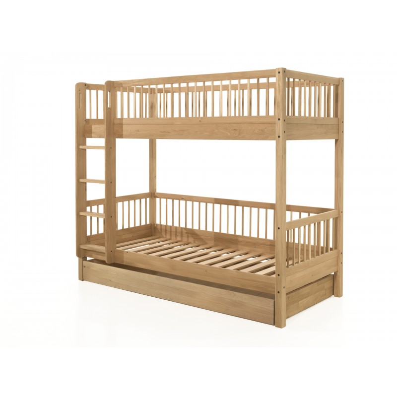 Køjeseng i eg med udtræksskuffe – Forrest Oak (90 x 200 cm)