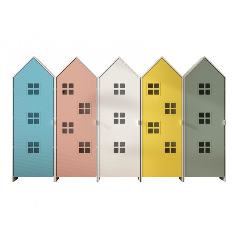 Børneskab sæt – Casami Bruges, flerfarvet strandhus-design