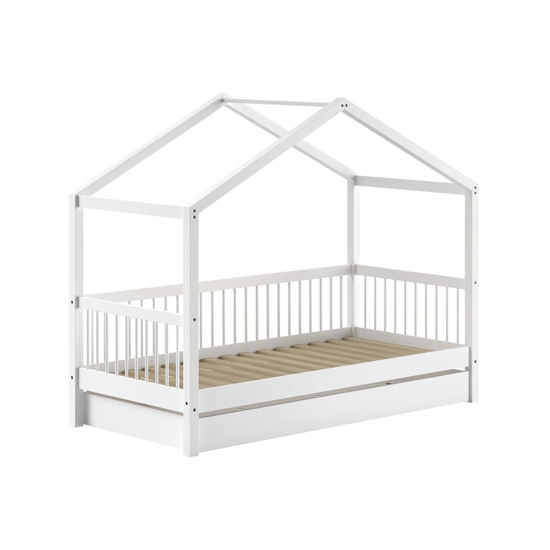 Husseng med udtræksskuffe – Forrest Bøg (90×190/200 cm) – Hvid