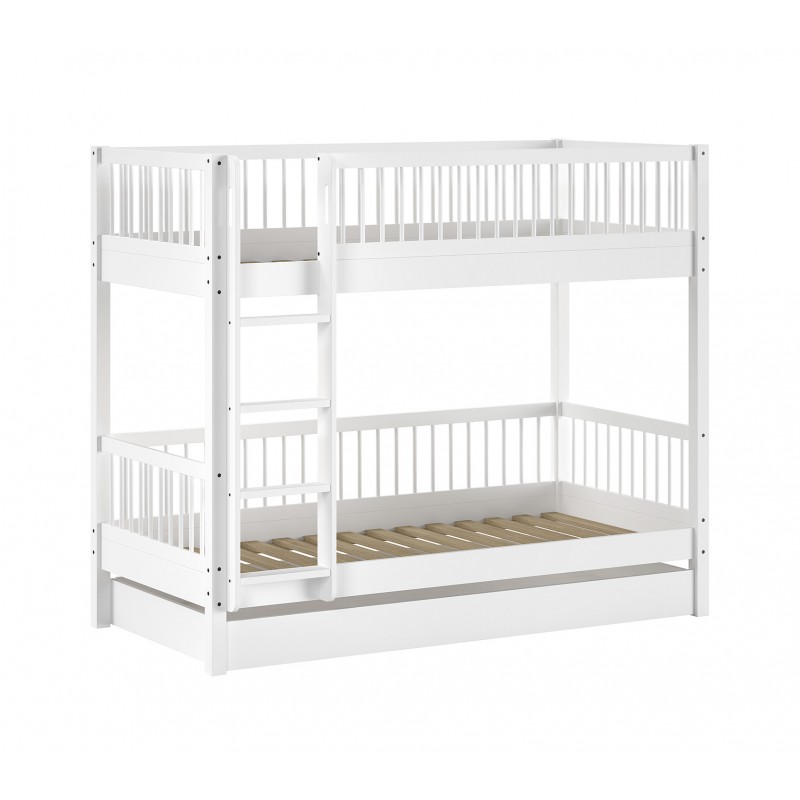 Køjeseng i bøg med udtræksskuffe Forrest – hvid (90 × 200 cm)