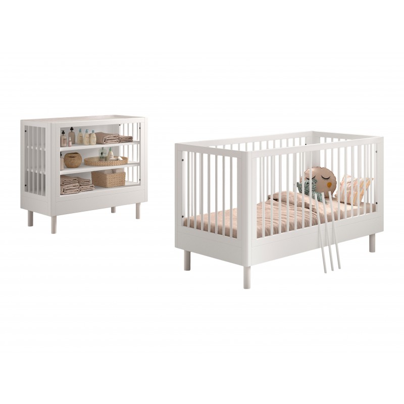 Baby- og puslesæt 70 × 140 cm – Forrest Beech, hvid