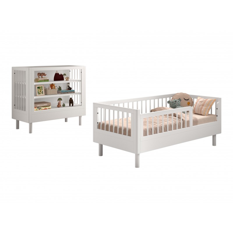 Børneseng og puslebord 70 × 140 cm – Forrest Beech, hvid