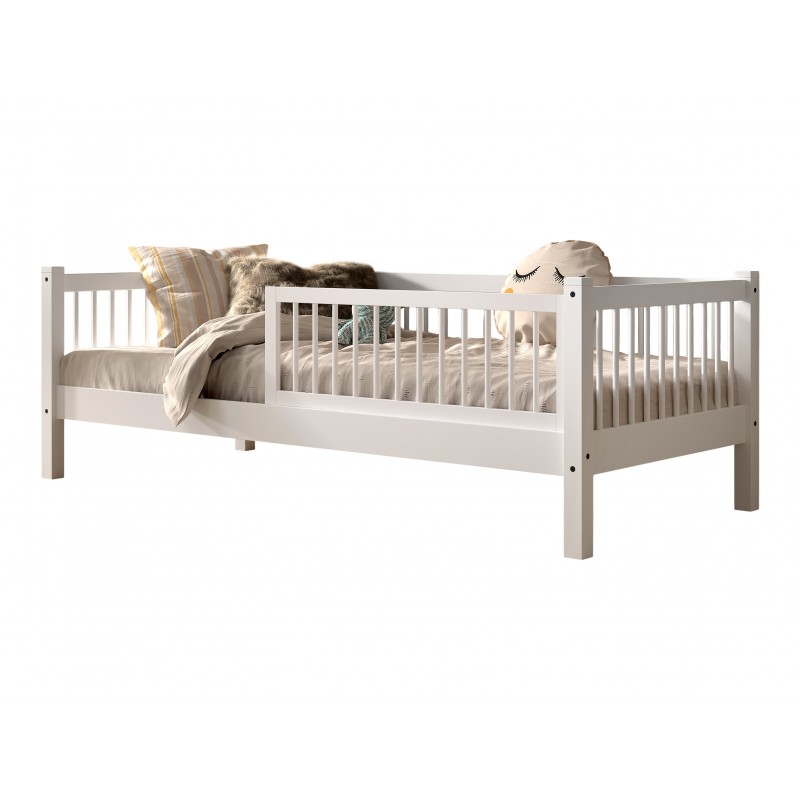 Børneseng 90 x 200 med sengehest – Forrest Beech, hvid