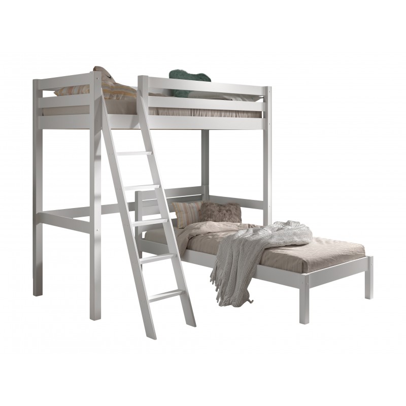 Køjeseng med hjørneløsning 90 x 200 – Pino, hvid