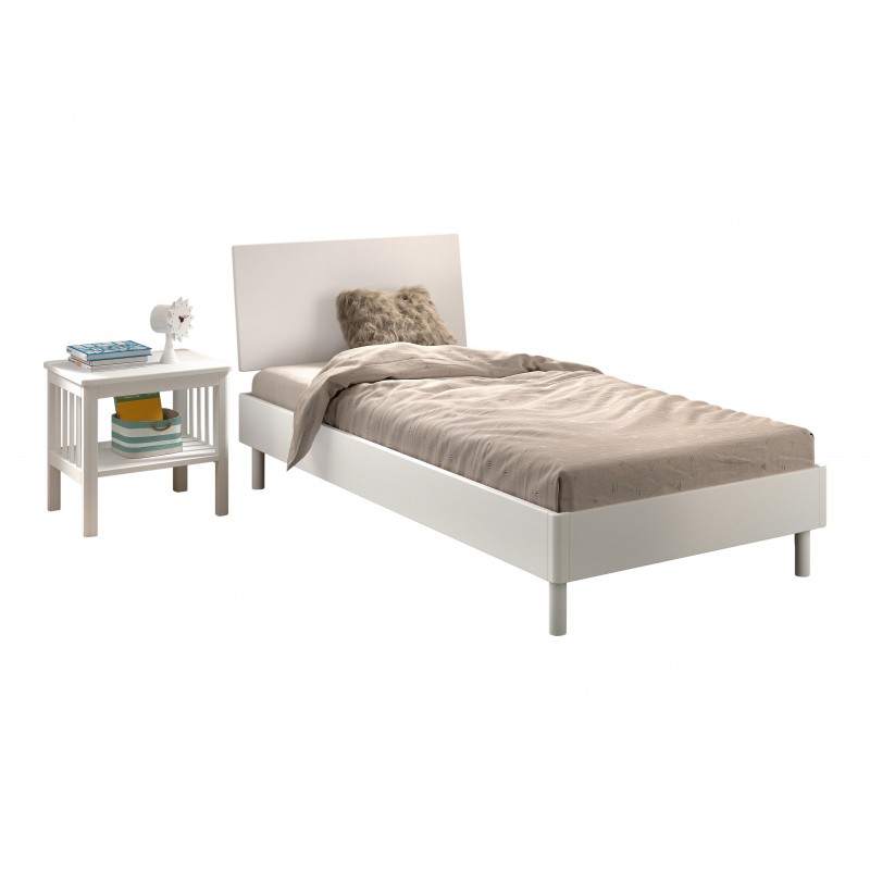 Enkeltseng med natbord 90 x 200 – Forrest Bøg, hvid