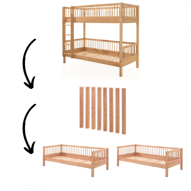 Køjeseng i eg 90 × 200 – Forrest Oak sæt