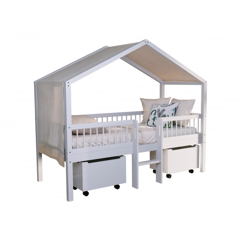 Børneseng med hustag 90 x 200 cm – Forrest Beech, hvid