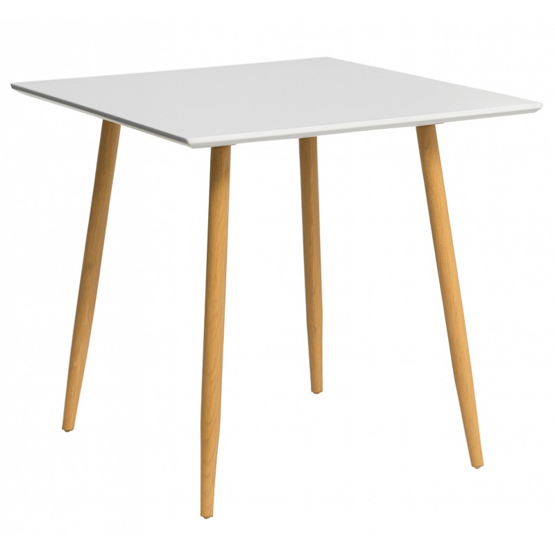 Polar Spisebord 75 x 75 - Hvid med Naturben