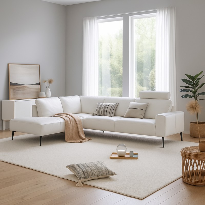 Copenhagen hvid Læder Hjørnesofa - Venstrevendt