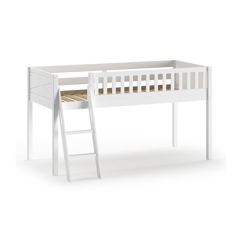 Halvhøj seng 90 x 200 cm – Scott, hvid