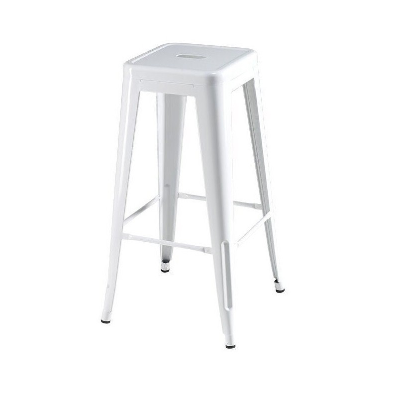 Korona barstol i hvidmalet lakeret stål