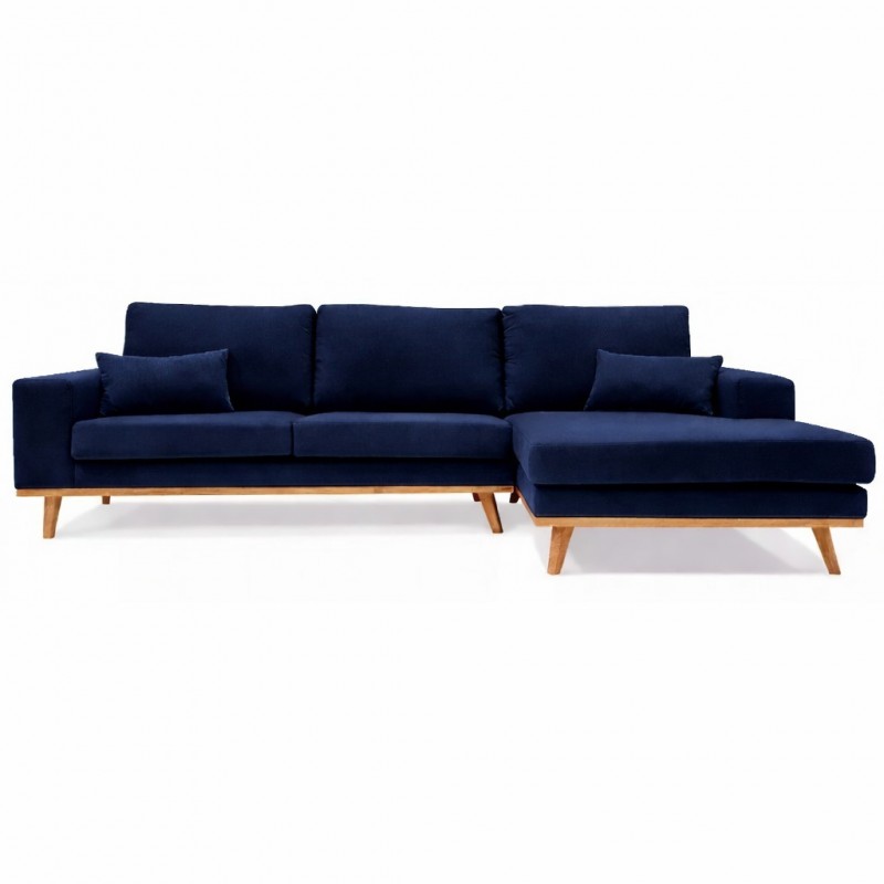 Simone chaiselongsofa - Højrevendt Night blue velour