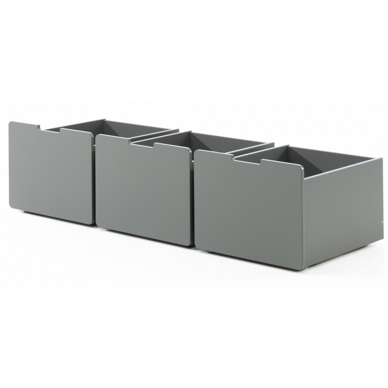 Legetøjskasse sæt med 3 skuffer – Pino, grå