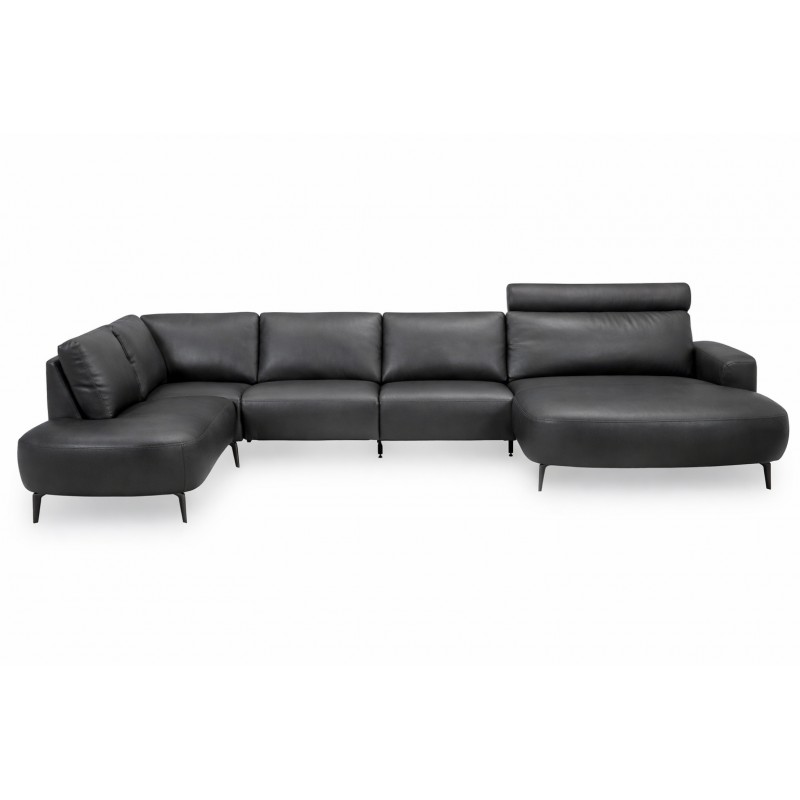 Hjort Knudsen Lolland læder U-sofa Højrevendt