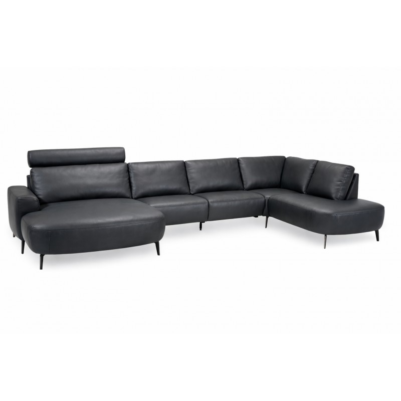 Hjort Knudsen Lolland læder U-sofa Venstrevendt