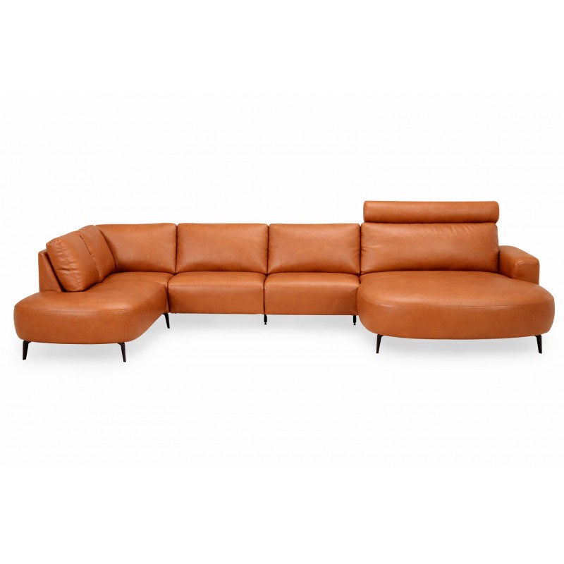 Hjort Knudsen Lolland læder U-sofa Højrevendt