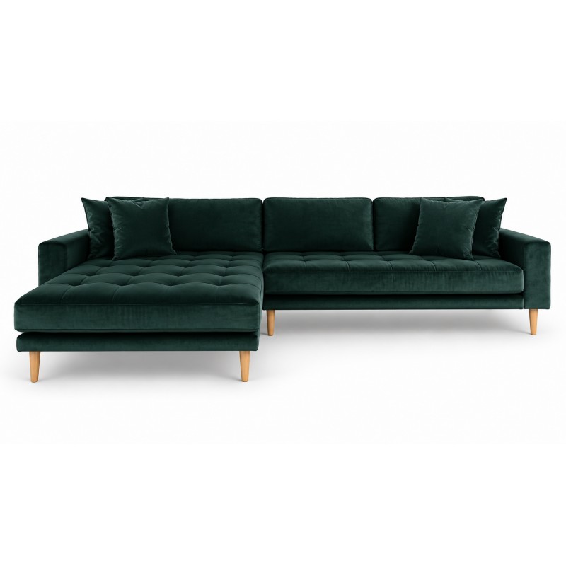Lido - Venstrevendt Chaiselongsofa - Mørkegrøn velour