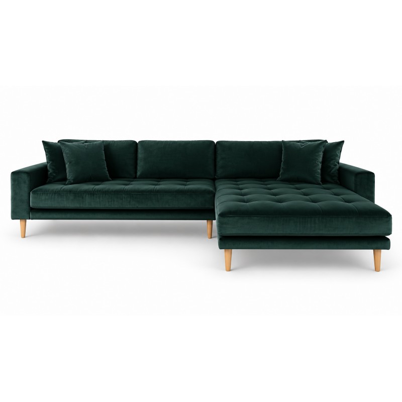 Lido - Højrevendt Chaiselongsofa - Mørkegrøn velour
