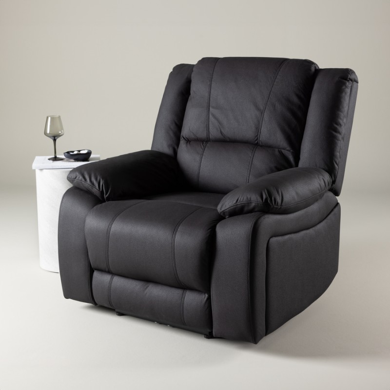 Singapore recliner lænestol, med indbygget fodskammel - sort OUTLET