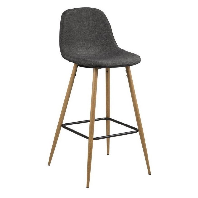 Barstol Signature Valona Grå Sawana Stof Eg-Folie Stel H101ÃB46ÃD51 cm