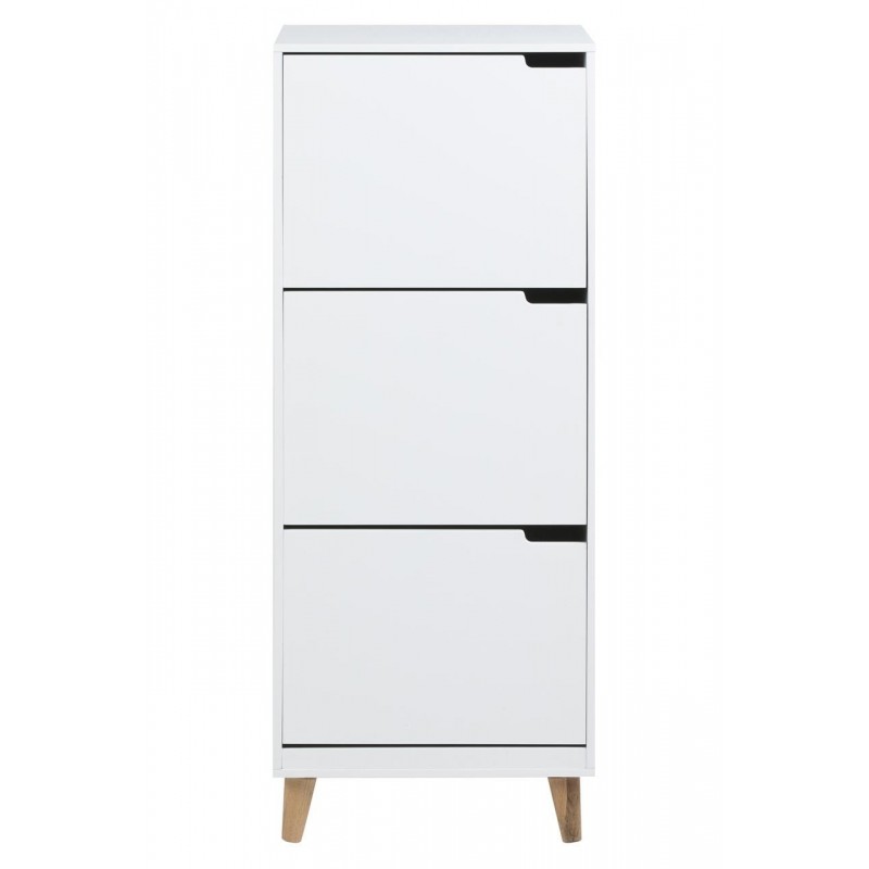 Skoskab Signature Trinelle i hvid UV-lakeret MDF med egben og 3 skuffer
