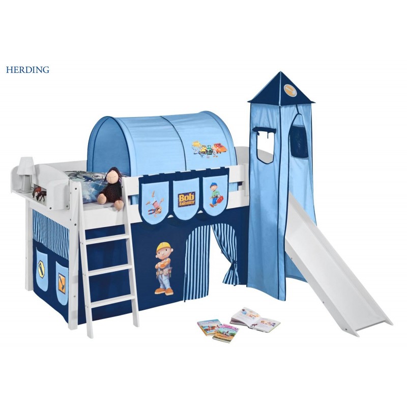 Sætpris halvhøj seng m. rutschebane - Byggemand Bob