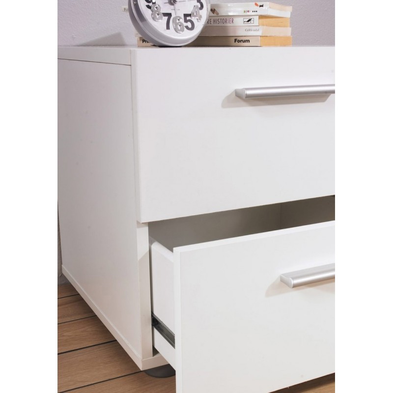 TVILUM Pepe natbord, m. 2 skuffer - hvid træ (40x40,25)