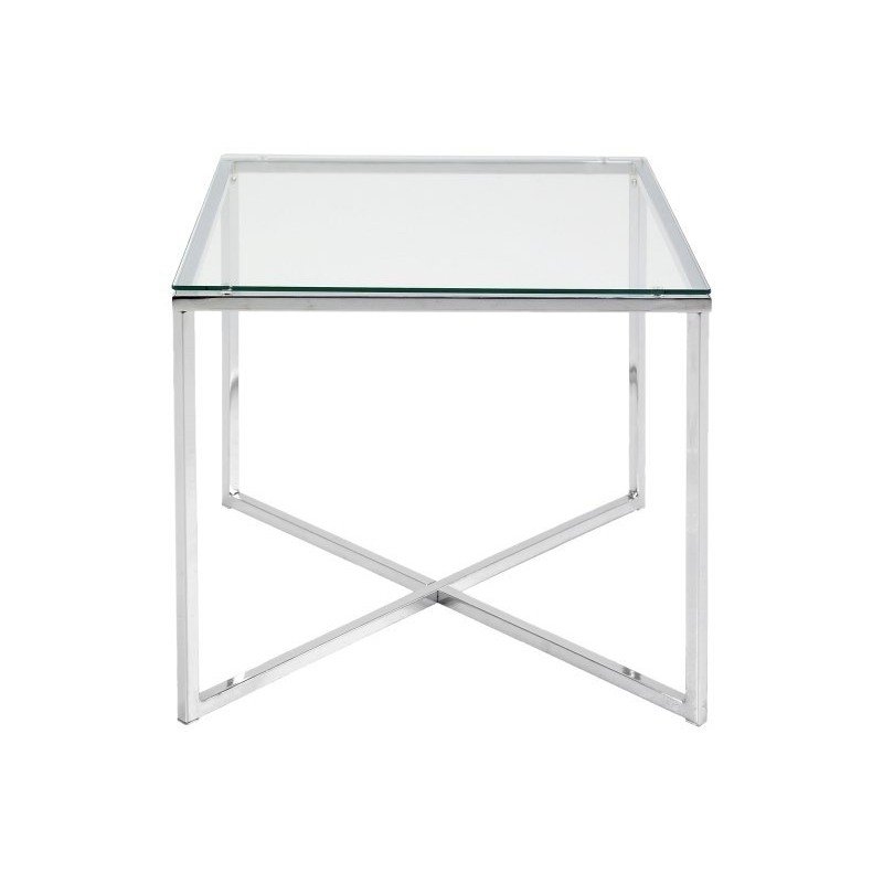 Hjørnebord Signature Kimora i klart hærdet glas med krom stel H45 x B50 x D50 cm
