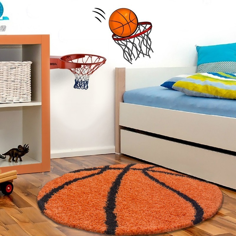 Fun Rund Børnetæppe Basketball - Orange - 120x120 (Rund)