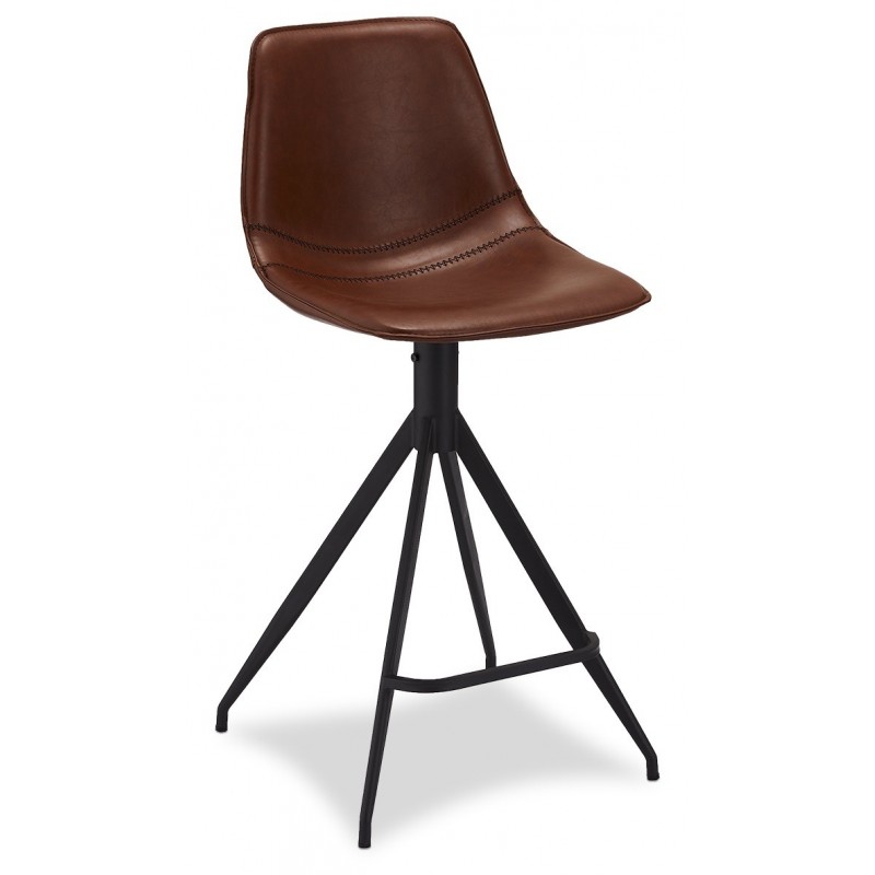 Isabel barstol, m. ryglæn og fodstøtte - lysebrun PU