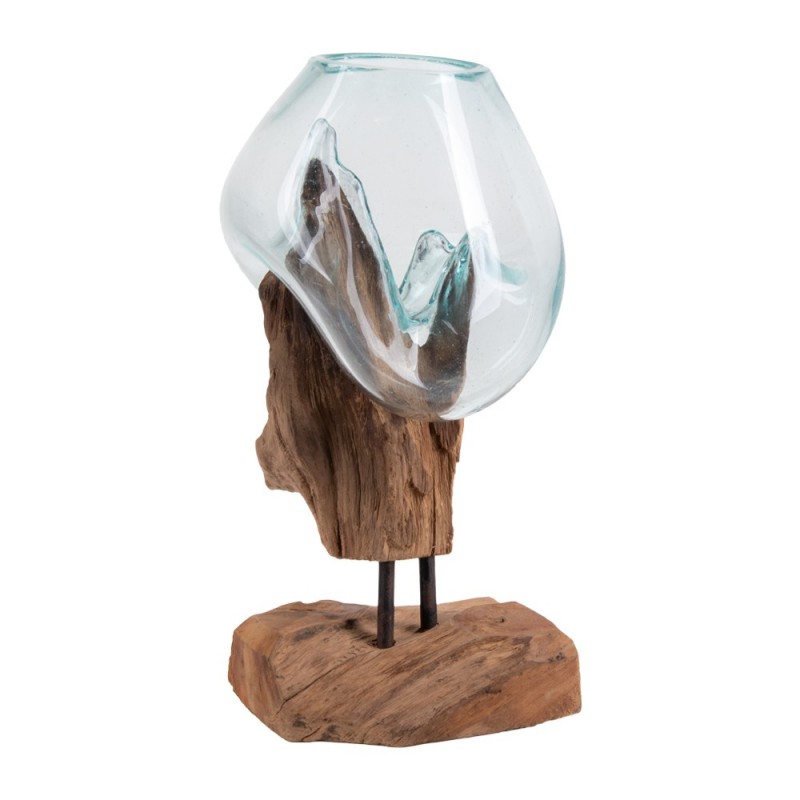 HOUSE NORDIC San Marino Vanddråbe skulptur - glas/natur teaktræ (H:25)