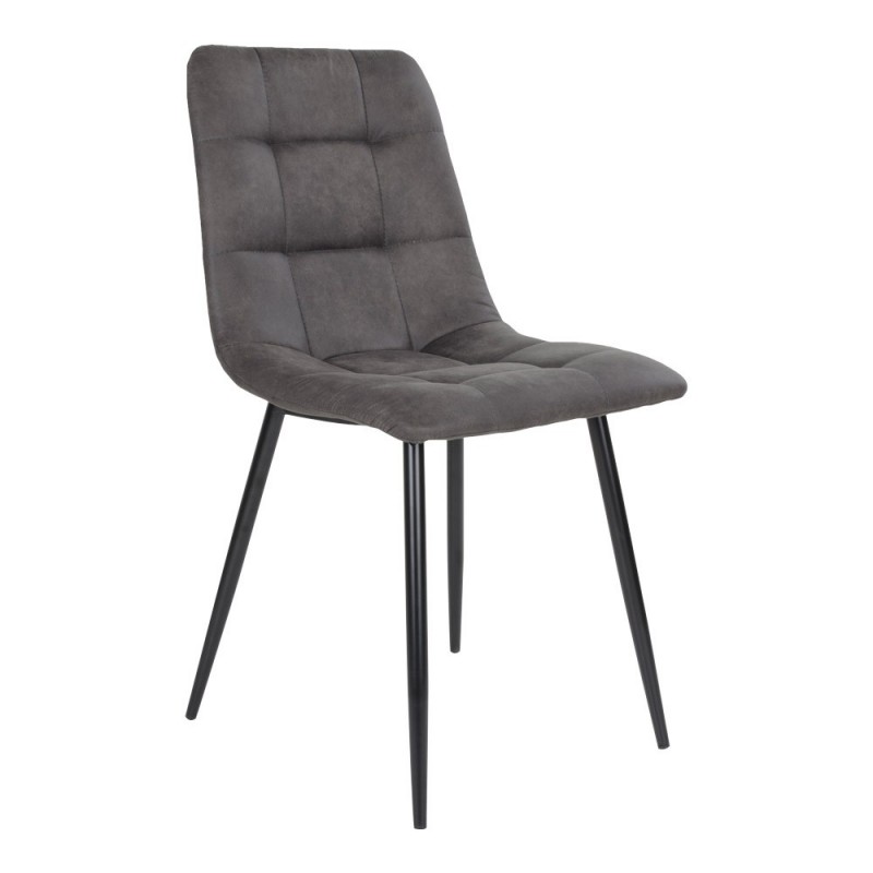 Middelfart Spisebordsstol - Spisebordsstol, Microfiber, Mørkegrå, Sorte Ben Hn1229 Sæt af 2 stk.