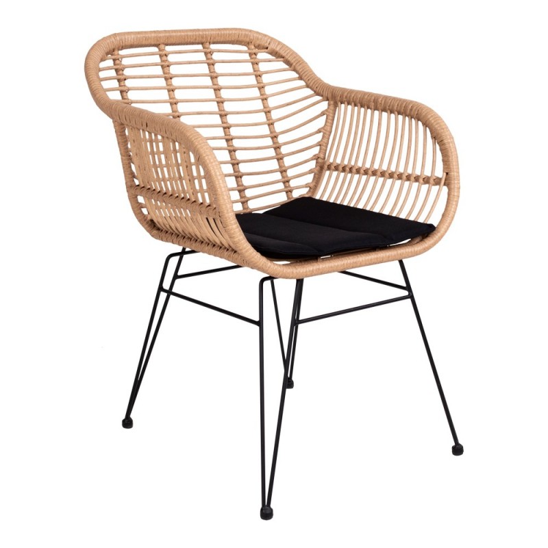 Stol i naturligt polyrattan med hynde - 7001050