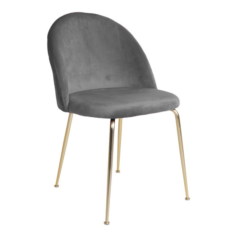 Geneve Spisebordsstol - Spisebordsstol, Velour, Grå, Messing Look Ben Hn1213 Sæt af 2 stk.