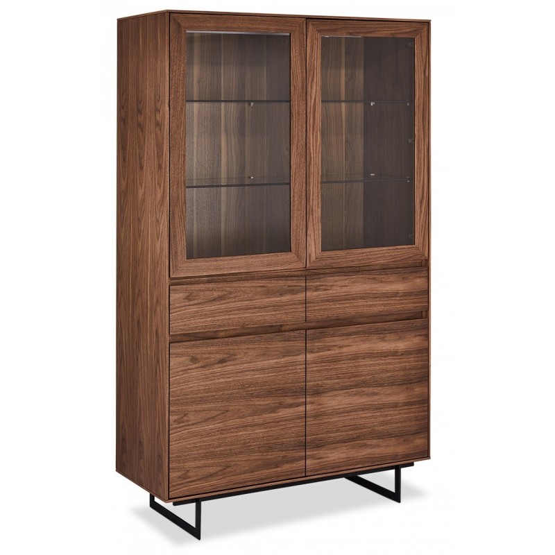 Tokyo Højt Vitrineskab i Valnød med LED-lys - 190cm høj