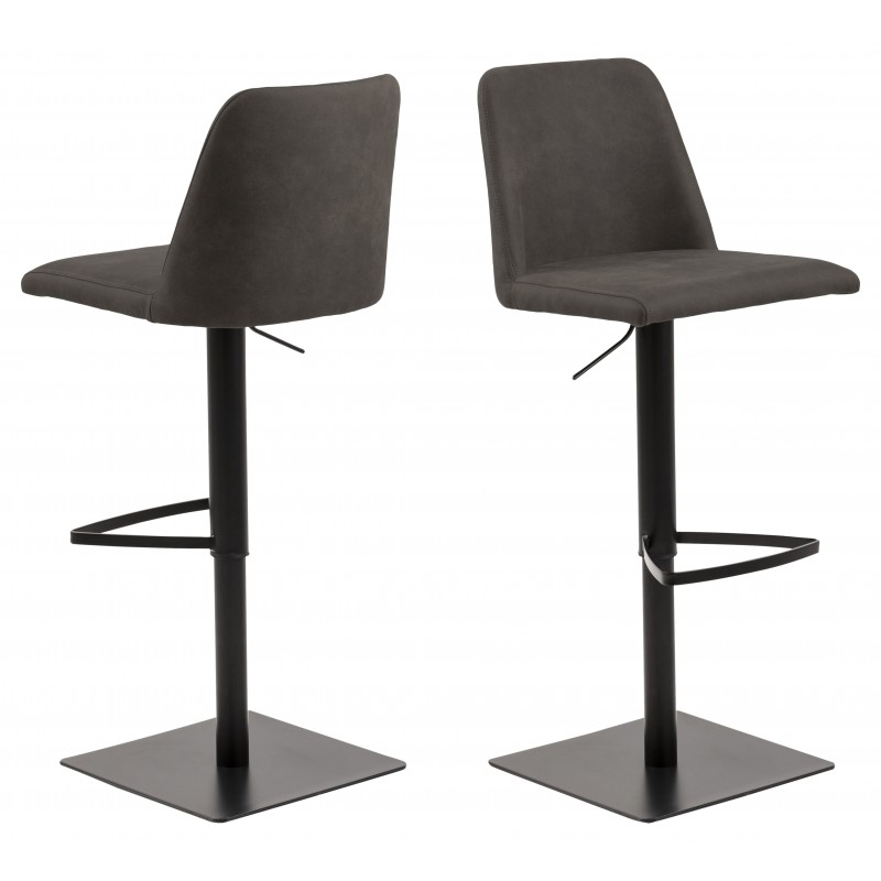 Barstol Signature Vaelina antracit Preston stof mat sort stel H107,5ÃB43ÃD51 cm med gaslift og drejefunktion