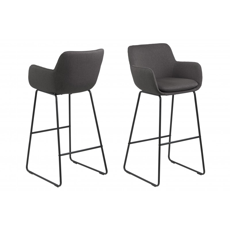 Barstol højbordsstol Signature Ilanora i mørkegrå City-stof med mat sort slædestel H100