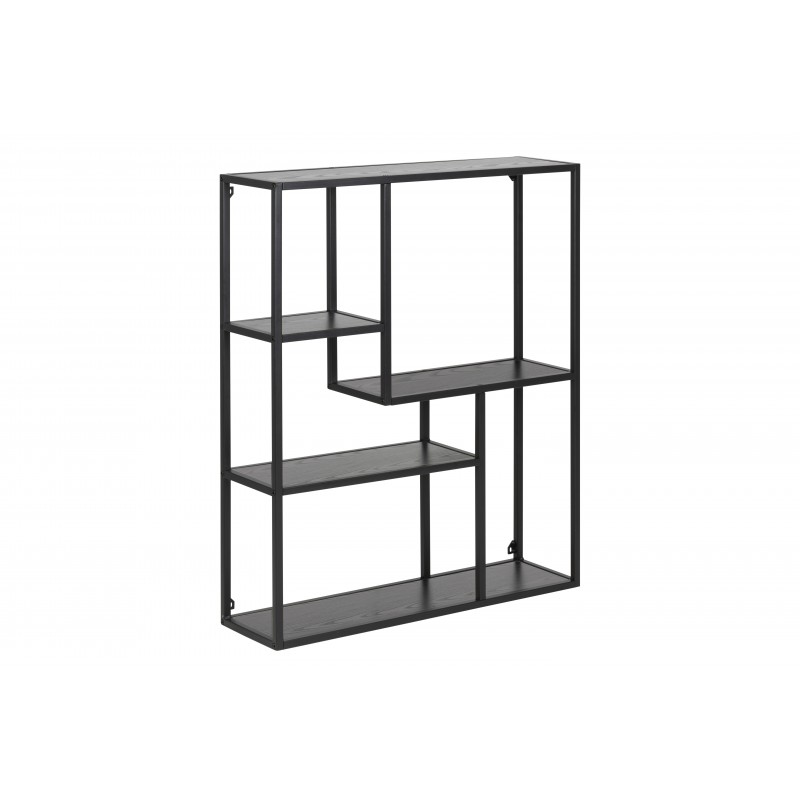 Væghylde Signature Alira opbevaringshylde 91x75x20 cm mat sort stålramme ask melamin