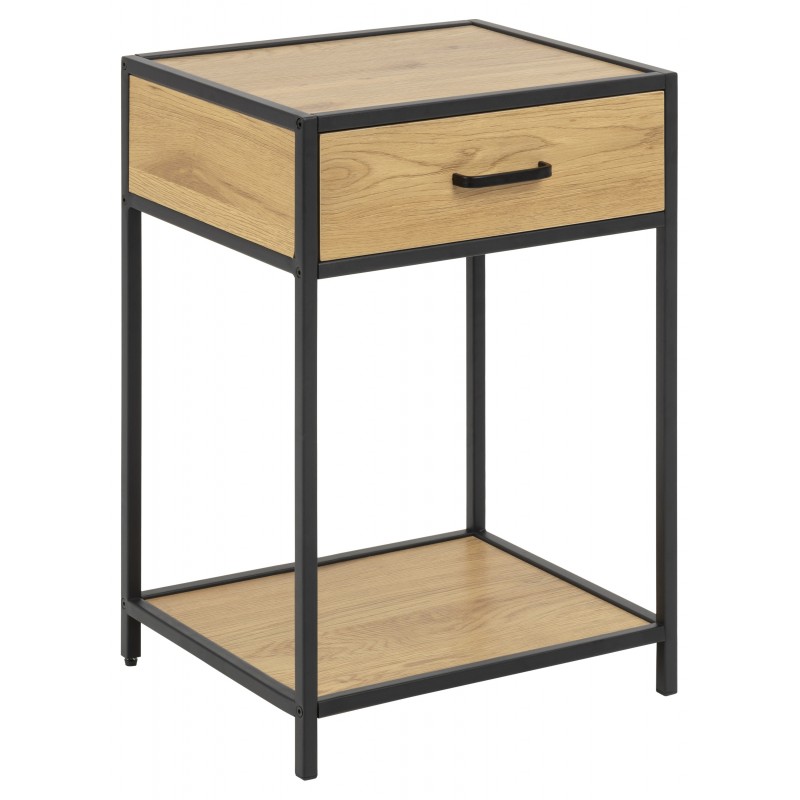 Natbord Signature Alira i mat vild eg - sengebord med skuffe og hylde H63xB42xD35 cm